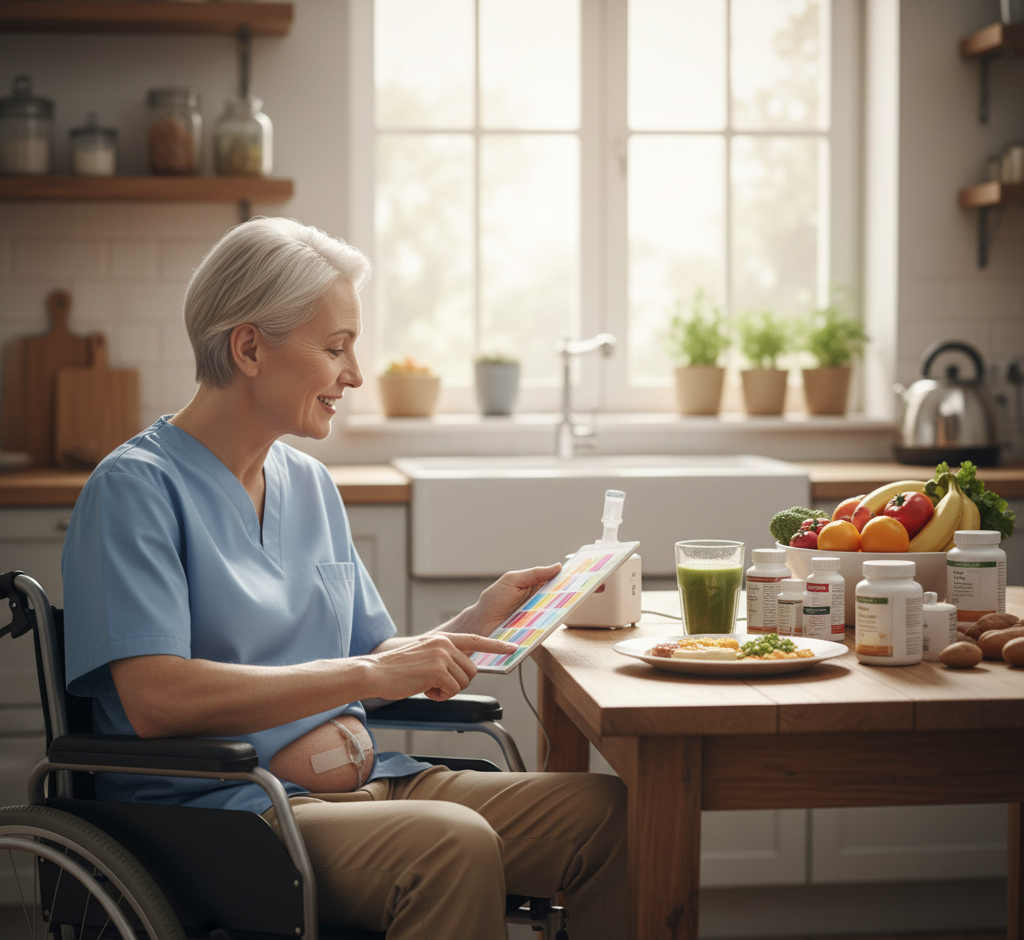 Nutritionist consulting with an ALS patient